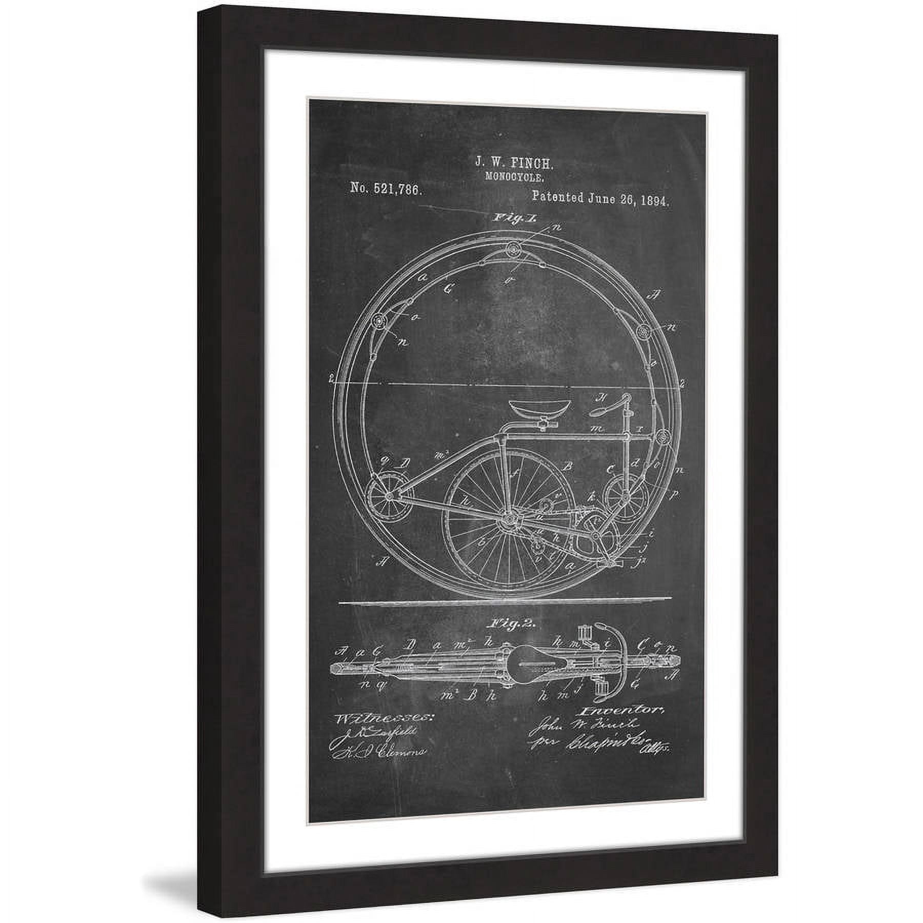 Marmont Hill - "Monocycle 1894 Chalk" by Steve King Framed Painting Print