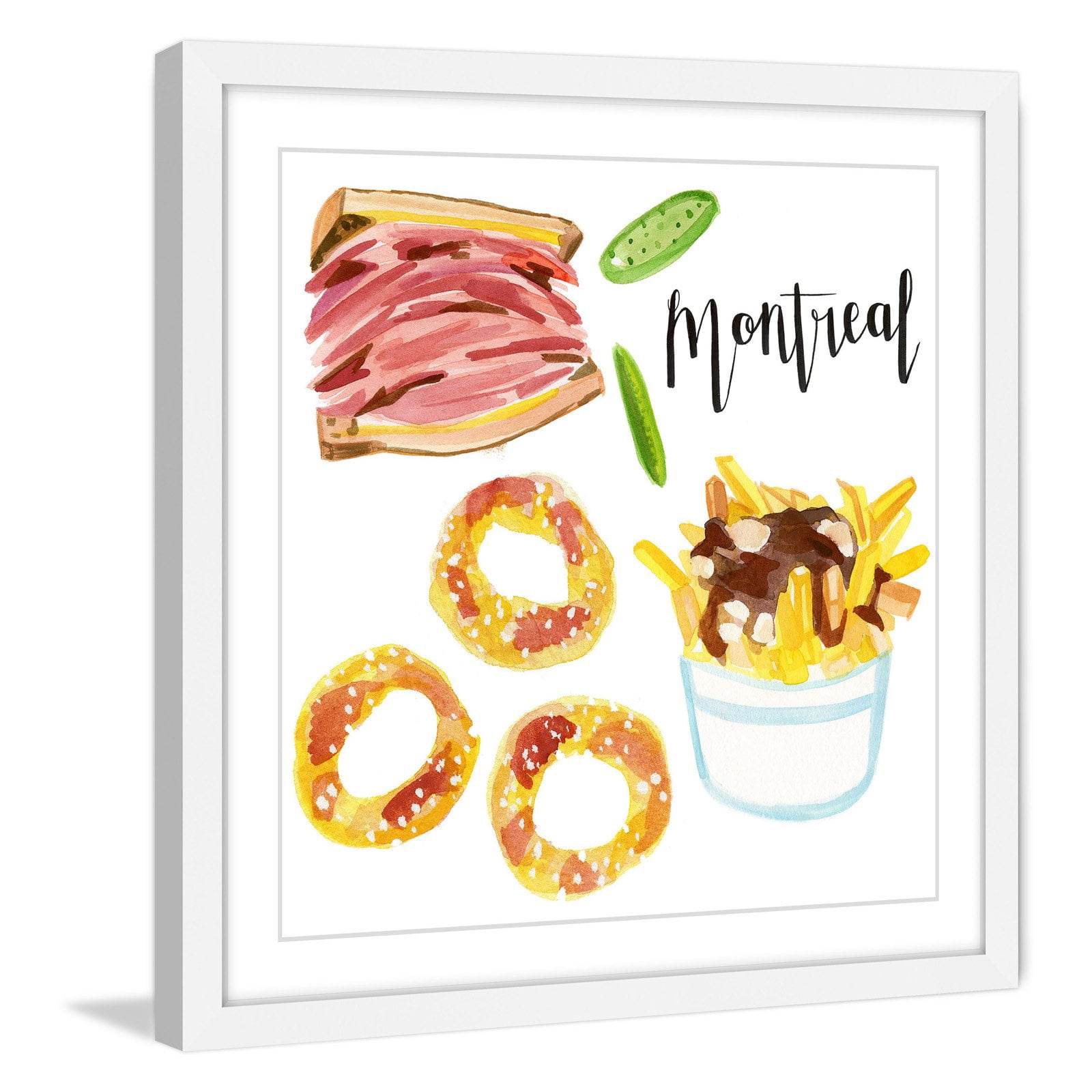 Marmont Hill "Montreal Eats" By Molly Rosner Framed Painting Art Print, 18.0" x 1.5"