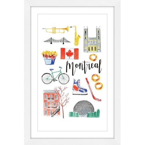 Marmont Hill "Montreal Icons" By Molly Rosner Framed Painting Art Print, 30.0" x 1.5"