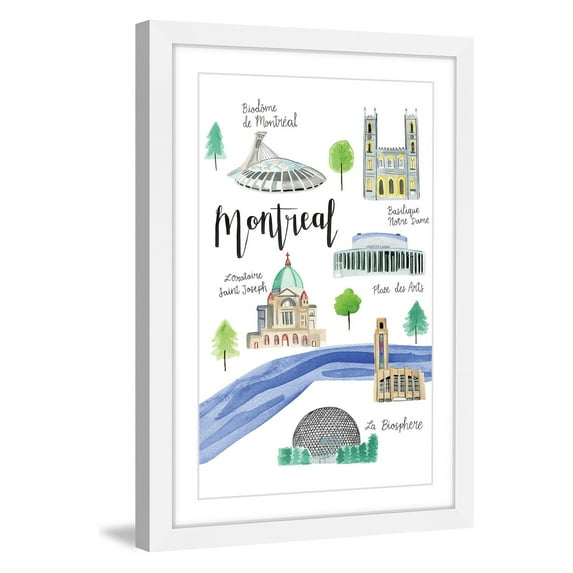 Marmont Hill "Montreal Sights" By Molly Rosner Framed Painting Art Print, 24.0" x 1.5"