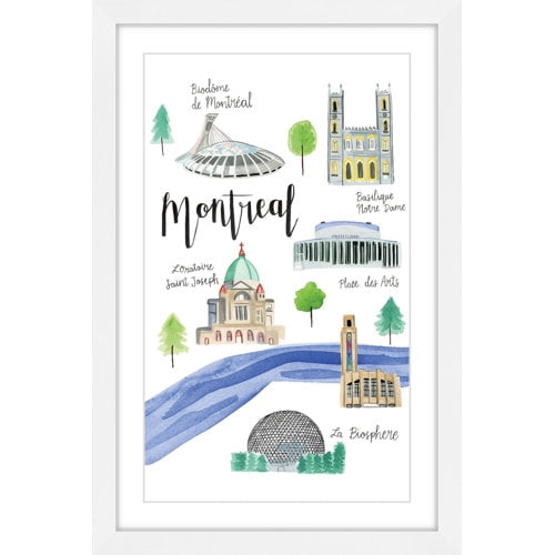 Marmont Hill "Montreal Sights" By Molly Rosner Framed Painting Art Print, 24.0" x 1.5"