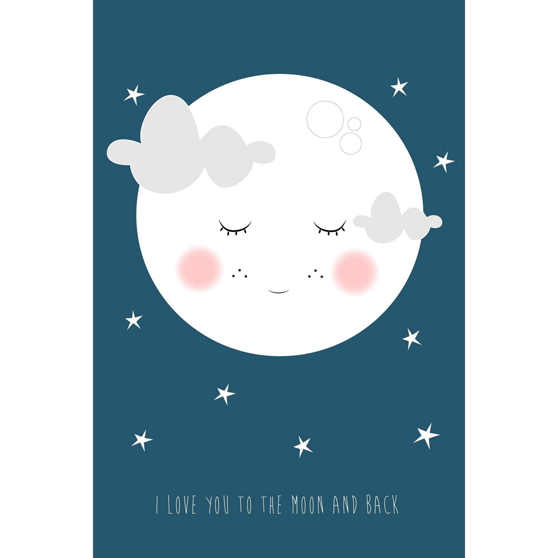 Marmont Hill "Moon Face Navy" by Karen Zukowski Painting Print on Wrapped Canvas