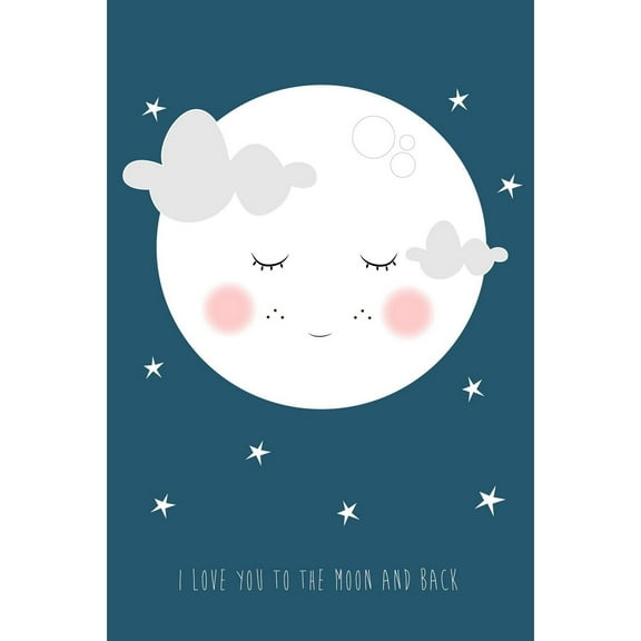 Marmont Hill "Moon Face Navy" by Karen Zukowski Painting Print on Wrapped Canvas