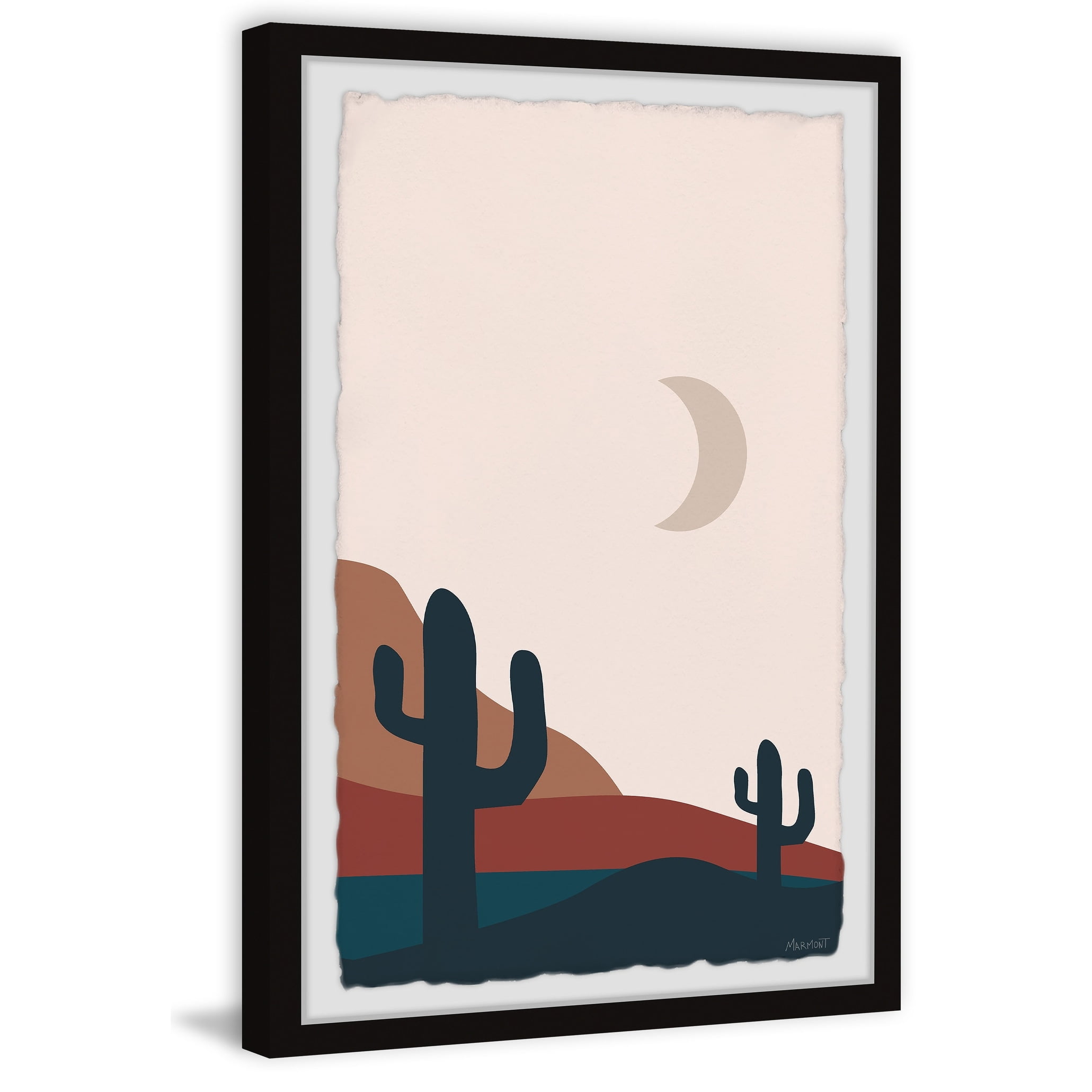 Moonlit Desert Scene Framed Print in Black Frame, 16 x 24