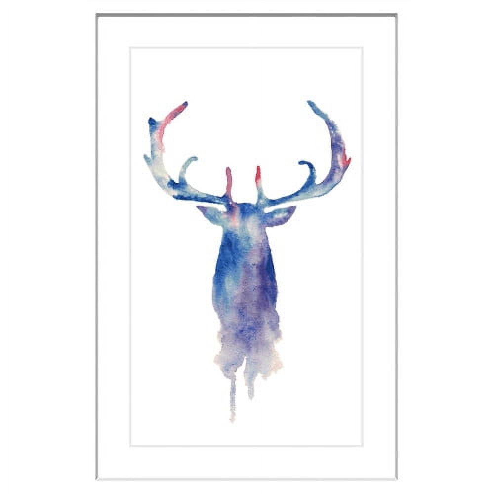 Large Framed Blue and Red Moose Canvas Print
