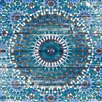 Marmont Hill Morrocan Blue White Wood Wall Art, 12" x 12"
