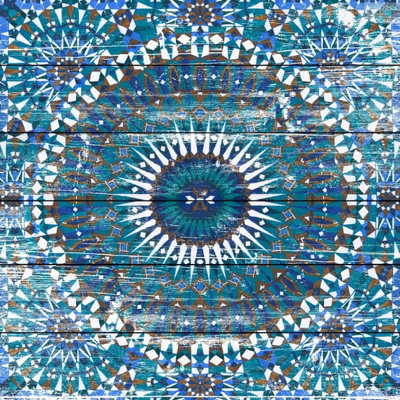 Marmont Hill Morrocan Blue White Wood Wall Art, 40" x 40"