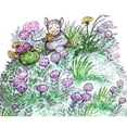 thumbnail image 1 of Marmont Hill "Mouse and Purple Flowers" by Curtis Painting Print on Canvas, 1 of 5