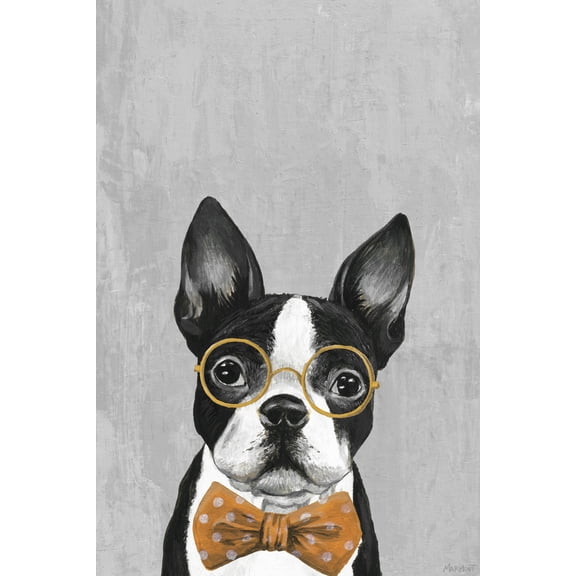 Marmont Hill Nerd Dog Canvas Wall Art, 45" x 30"