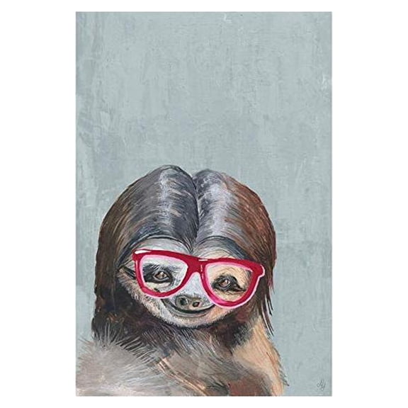 Marmont Hill Nerdy Sloth II Painting Print on Wrapped Canvas