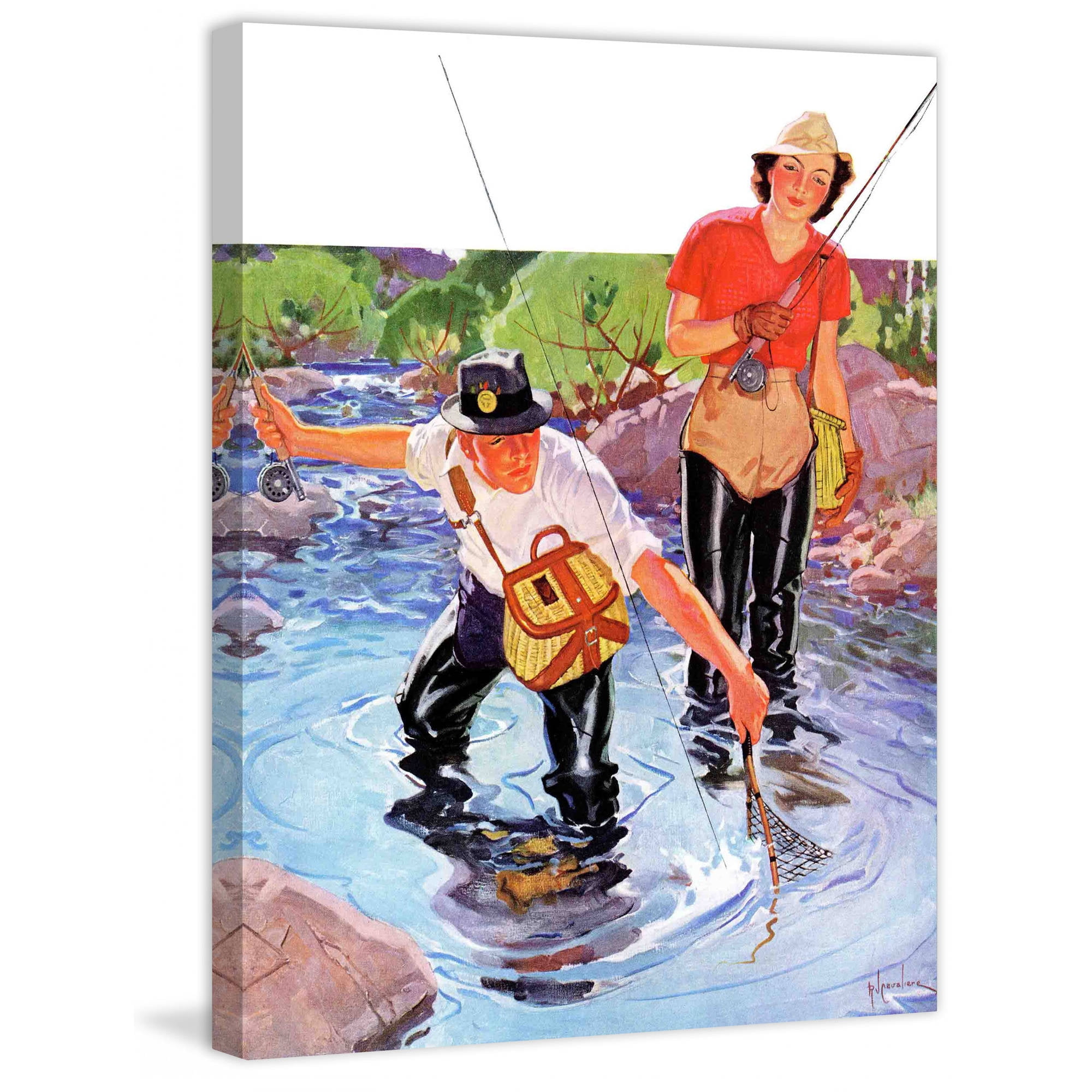 Marmont Hill Netting a Fish by R.J. Cavaliere Painting Print on Canvas
