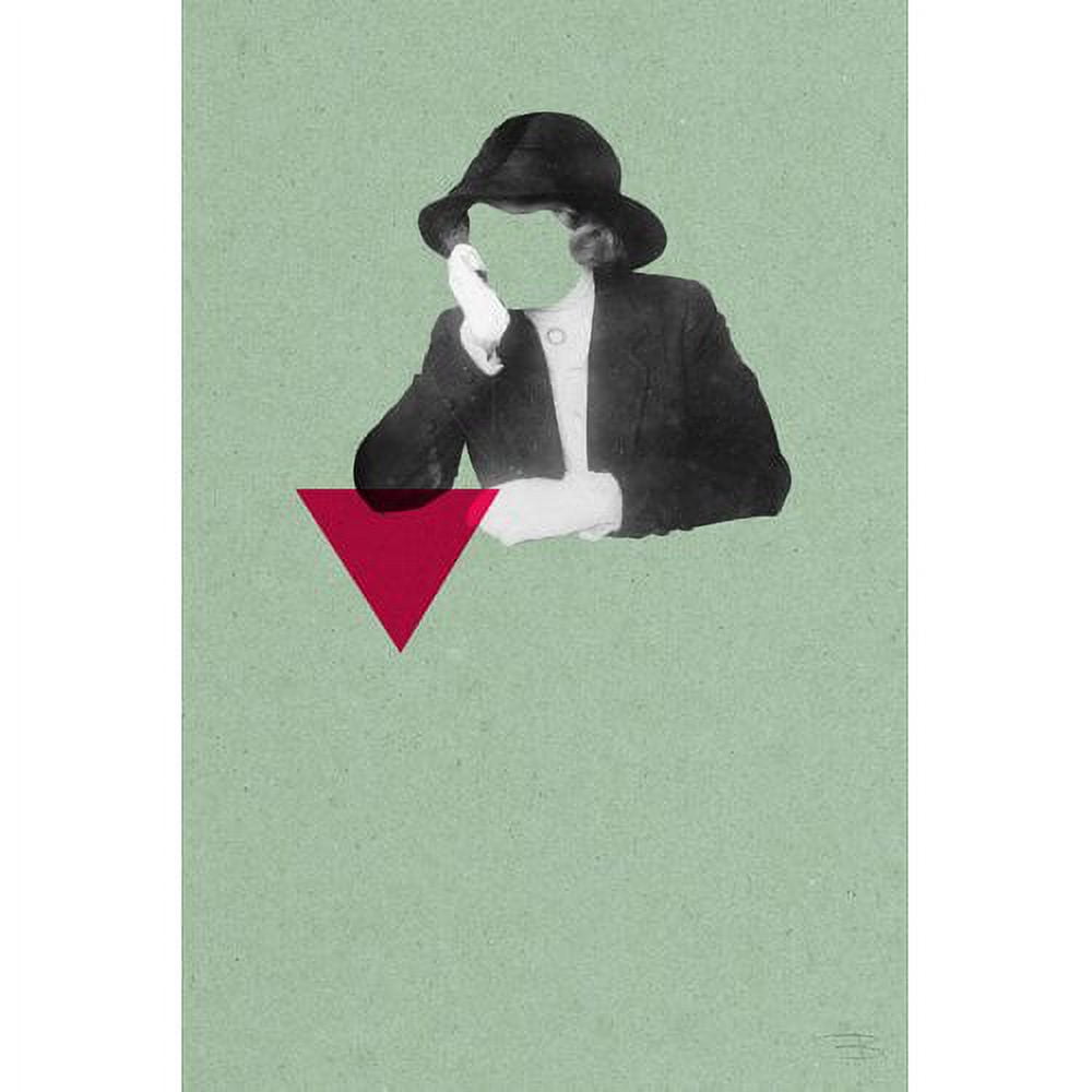 Marmont Hill "No Face Verde Triangulos" by Bengoa Vazquez Painting Print on Wrapped Canvas