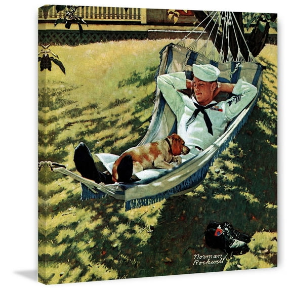 MARMONT HILL - "On Leave" by Norman Rockwell Painting Print on Canvas - Multi-Color 18 x 18