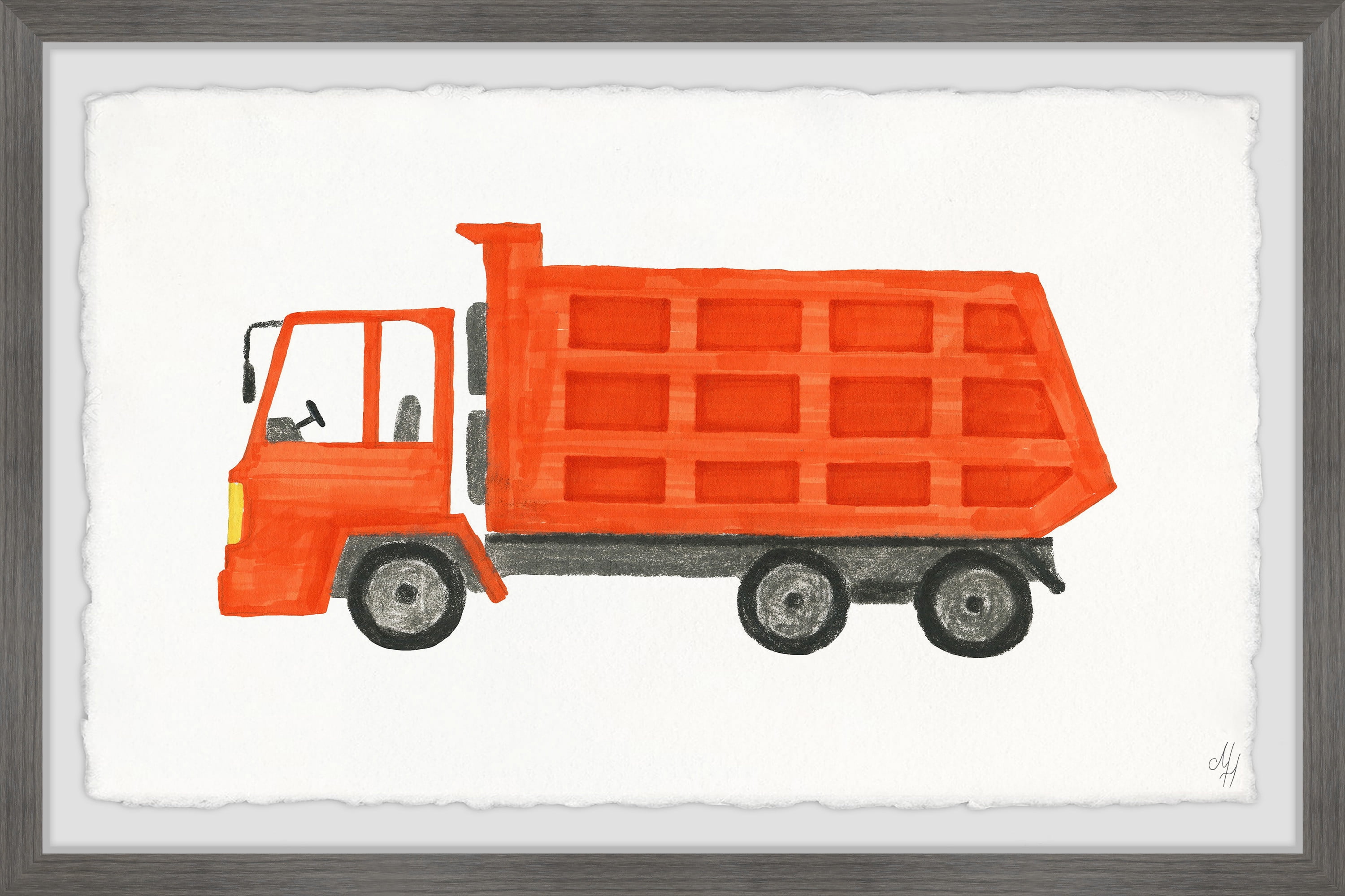 Marmont Hill Orange Dump Truck Framed Wall Art