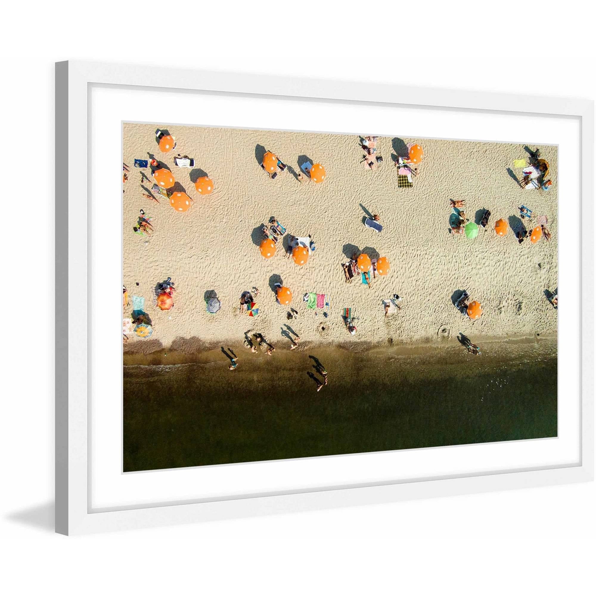 Marmont Hill "Orange Umbrellas" by Karolis Janulis Framed Painting Print