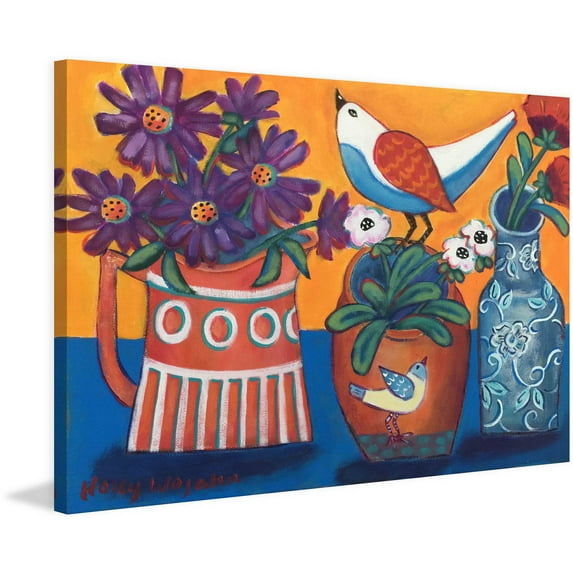 Marmont Hill "Orange and Blue Vases" Painting Print on Canvas