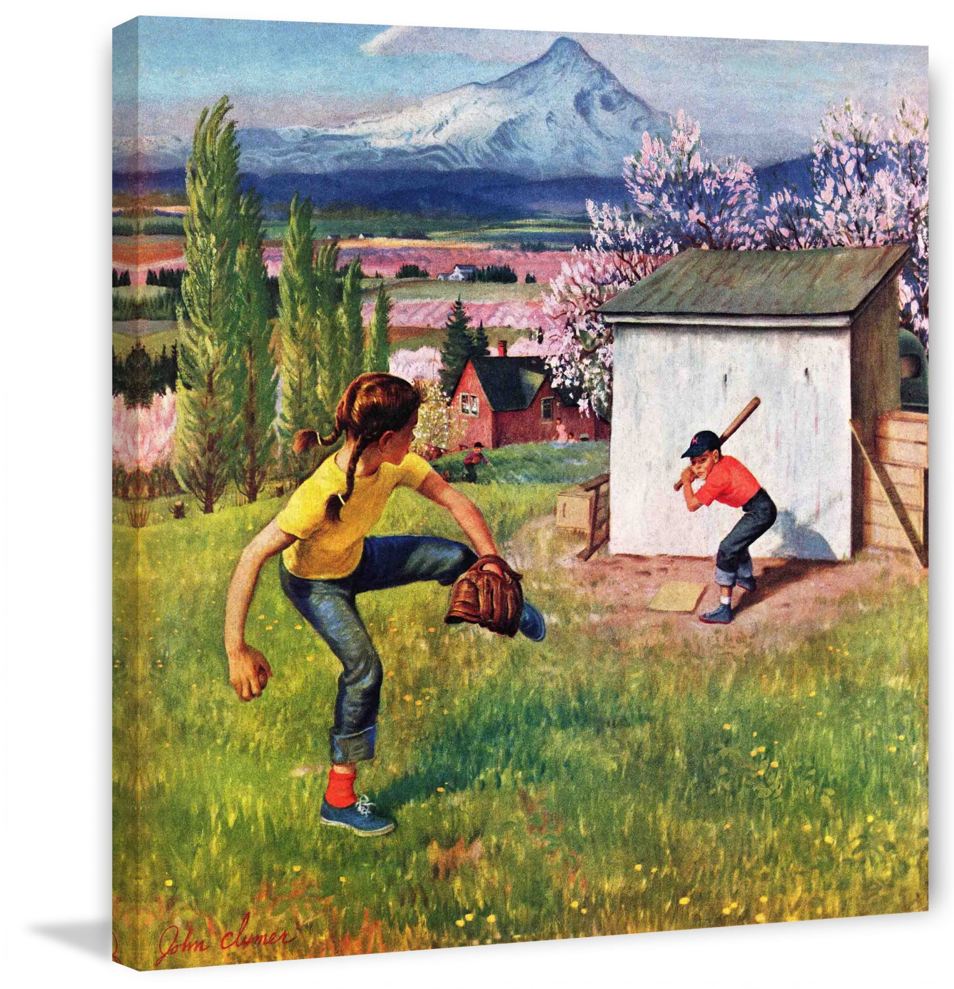 Marmont Hill Oregon Baseball by John Clymer Painting Print on Canvas