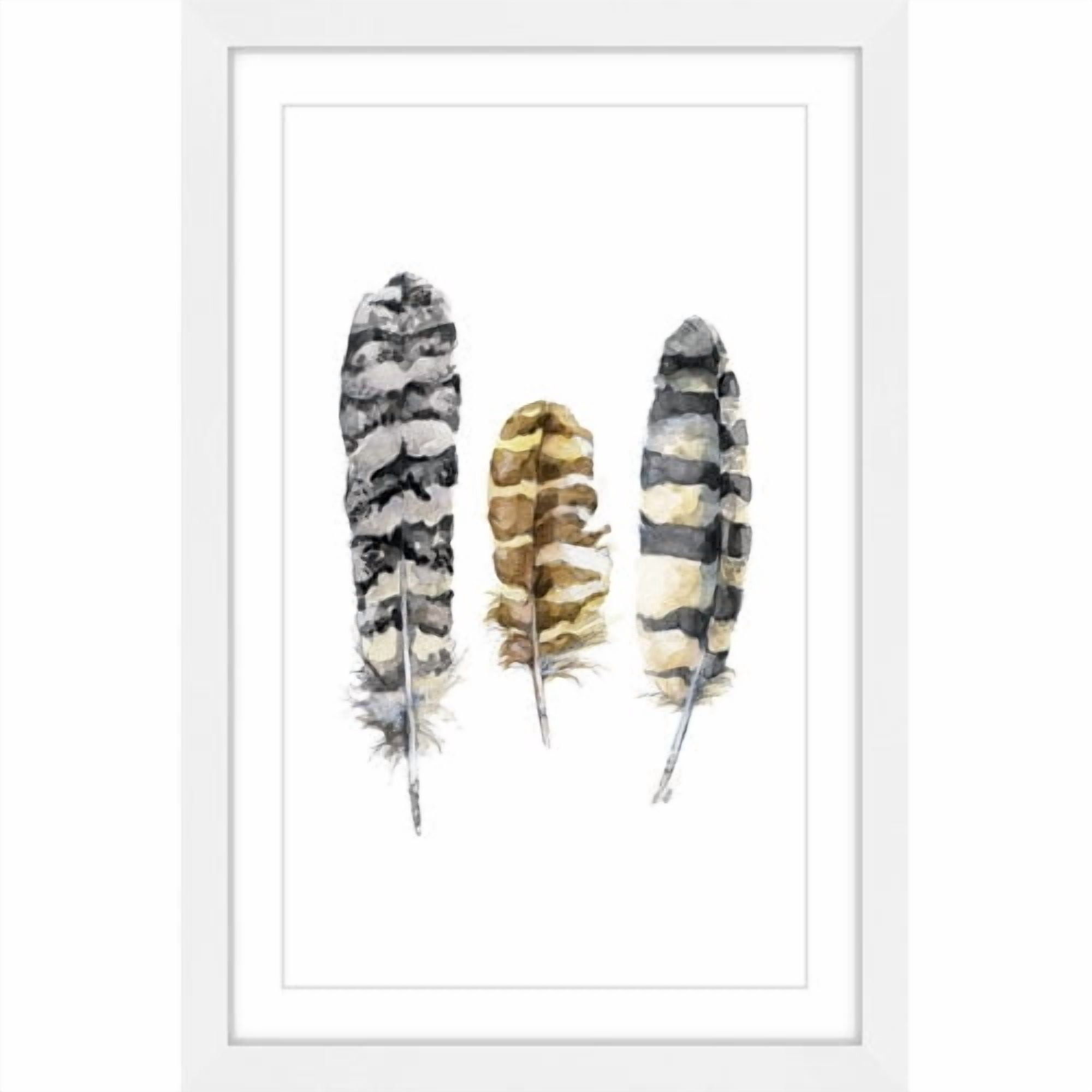 Marmont Hill "Owl Feathers" by Rachel Byler Framed Painting Art Print