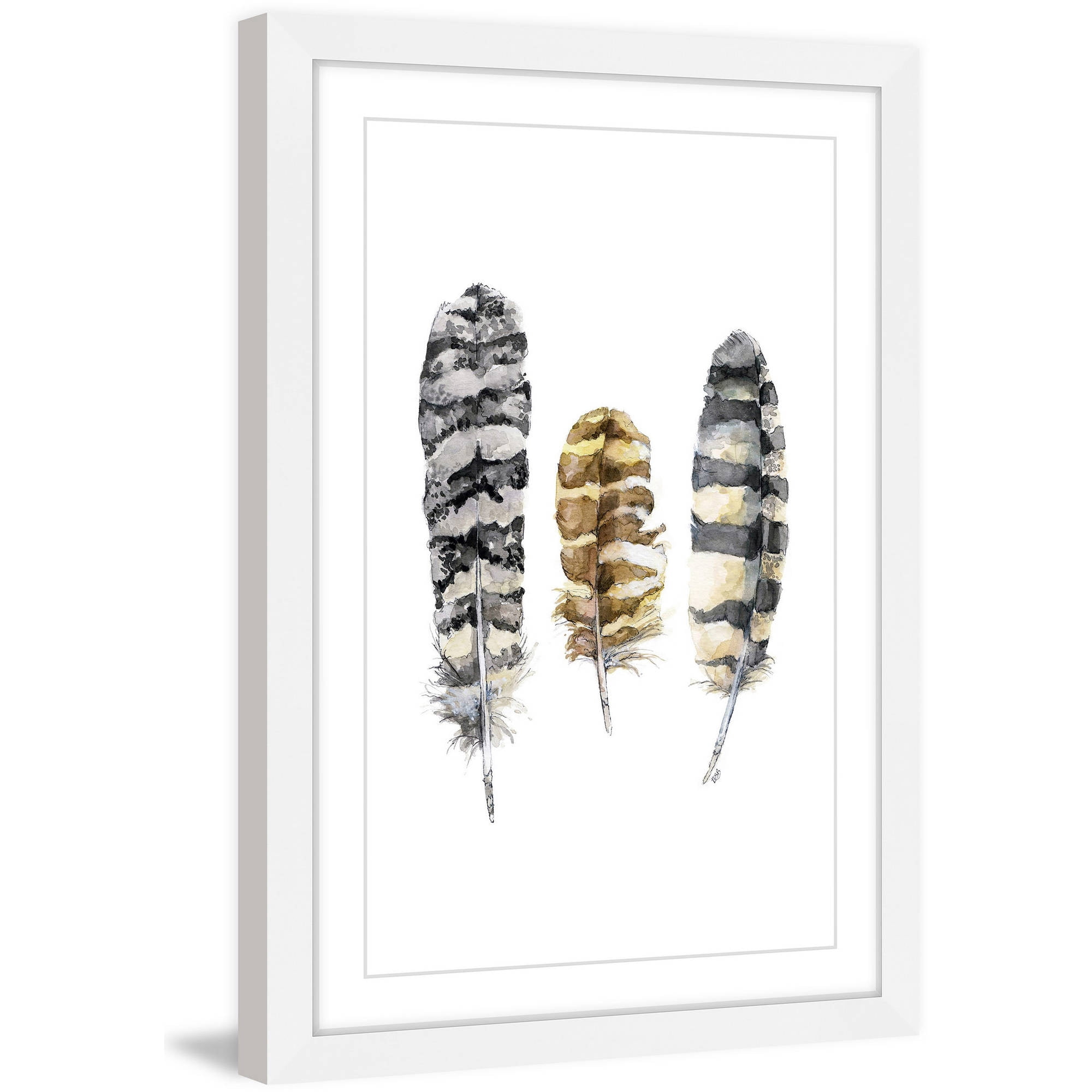 Marmont Hill "Owl Feathers" by Rachel Byler Framed Painting Print