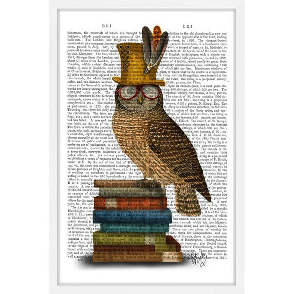 Marmont Hill "Owl on Books" Framed Painting Print