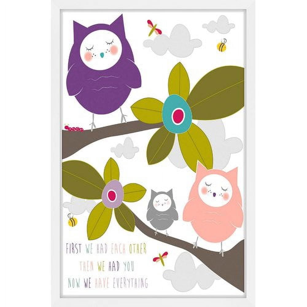 Marmont Hill "Owls Purple" by Karen Zukowski Framed Painting Print