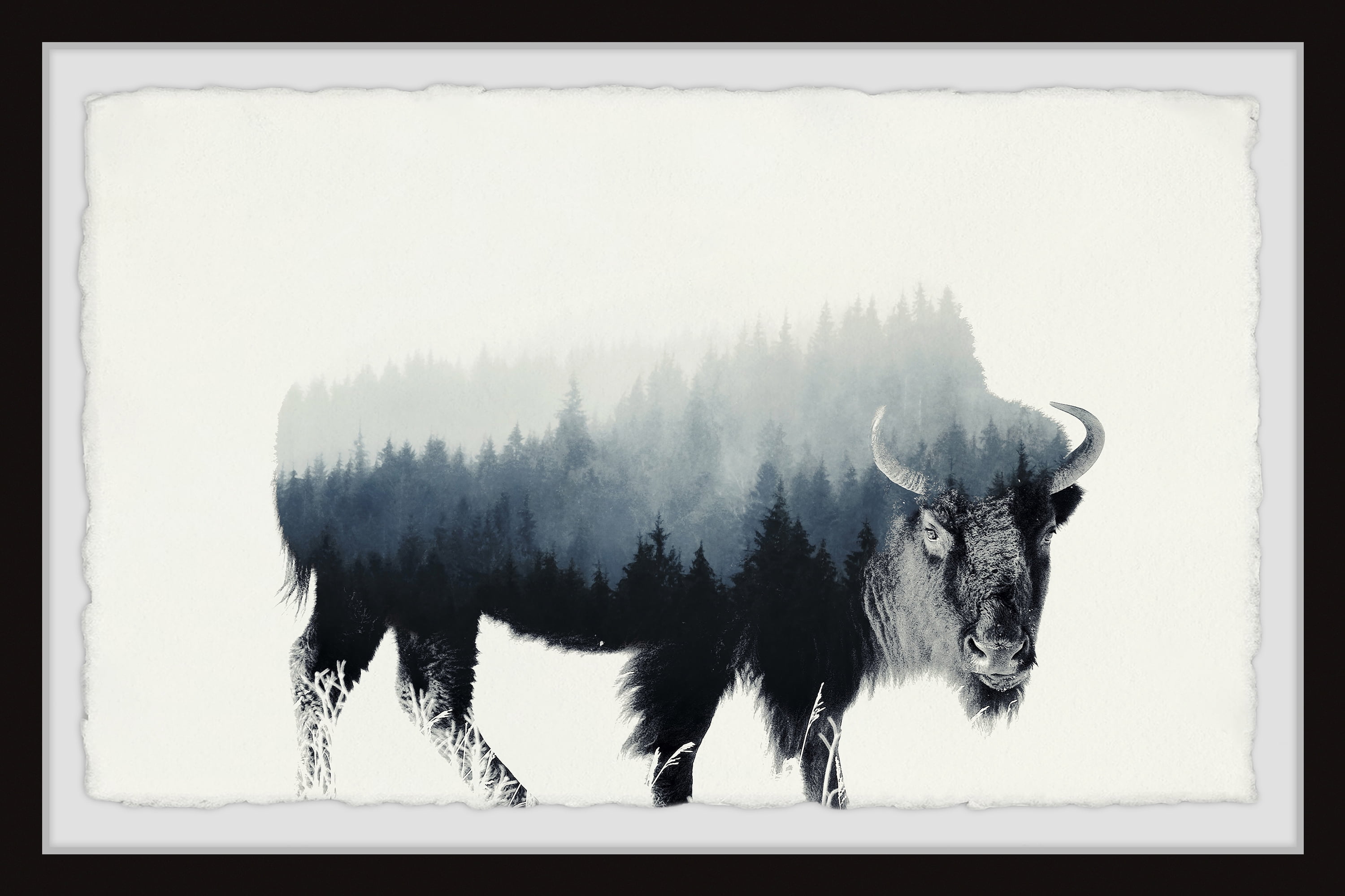 Marmont Hill Ox Silhouette Framed Wall Art, 8" x 12"