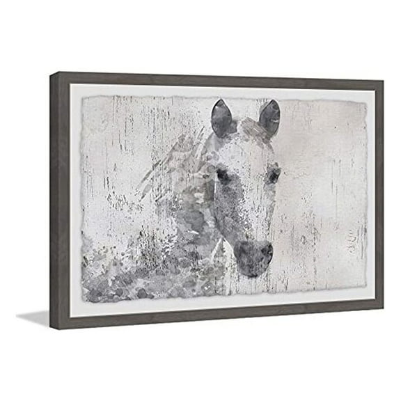 Marmont Hill Pale White Horse Framed Painting Print