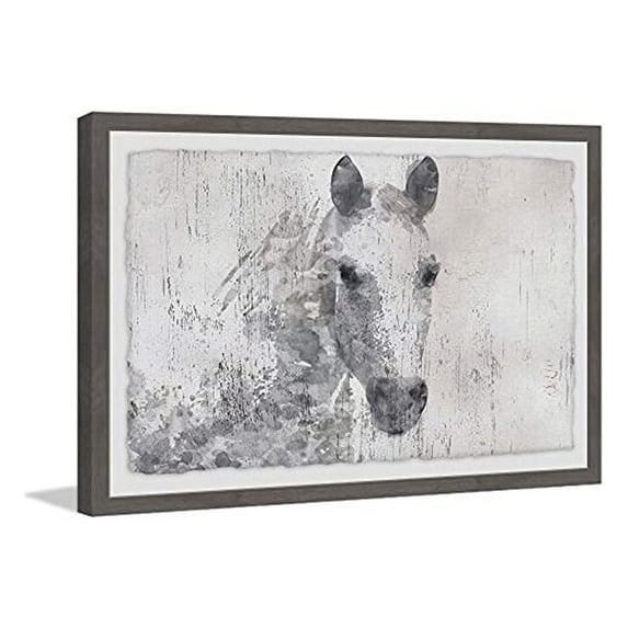 Marmont Hill Pale White Horse Framed Painting Print