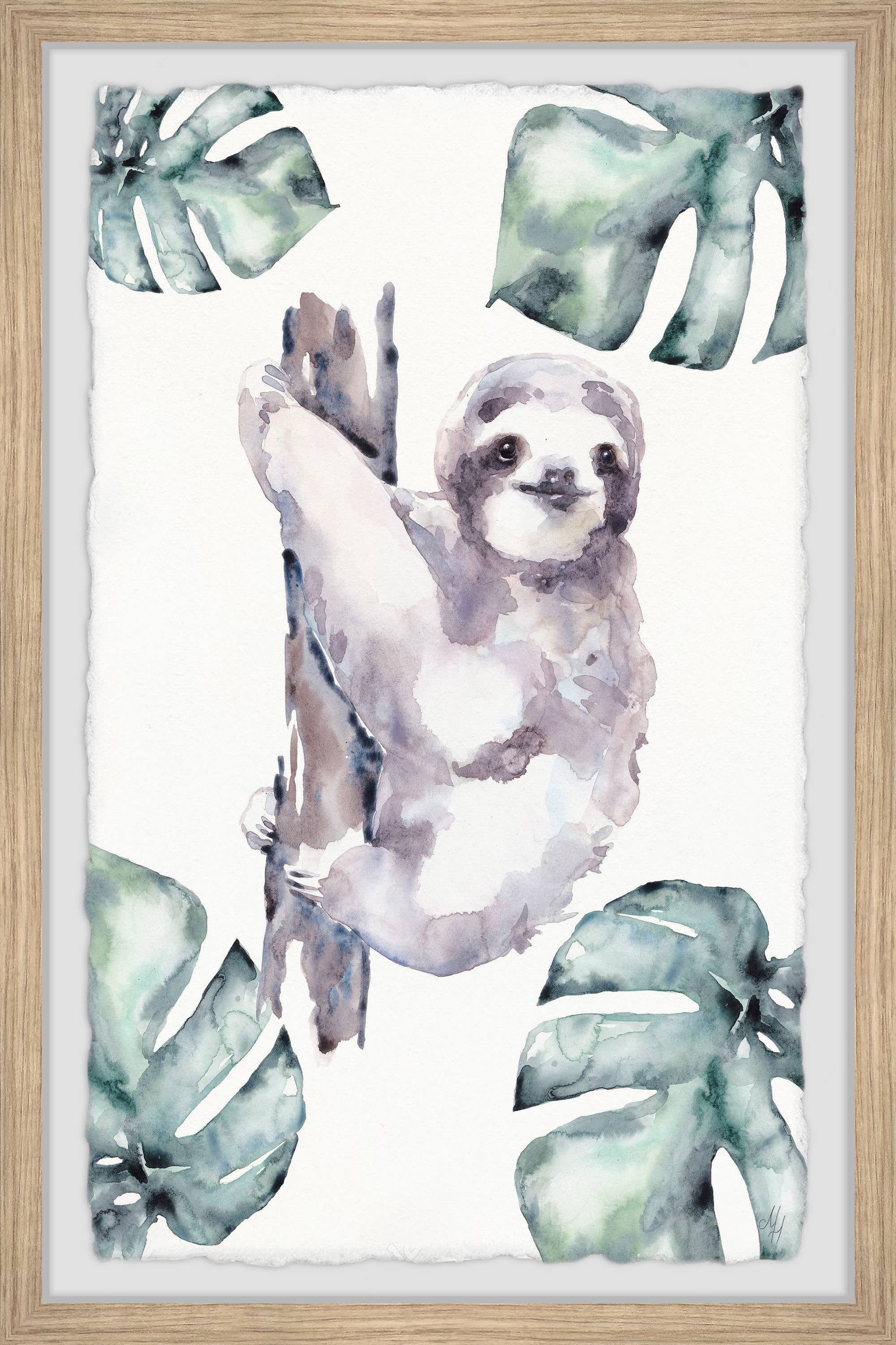 Marmont Hill Palms and Sloth Framed Wall Art