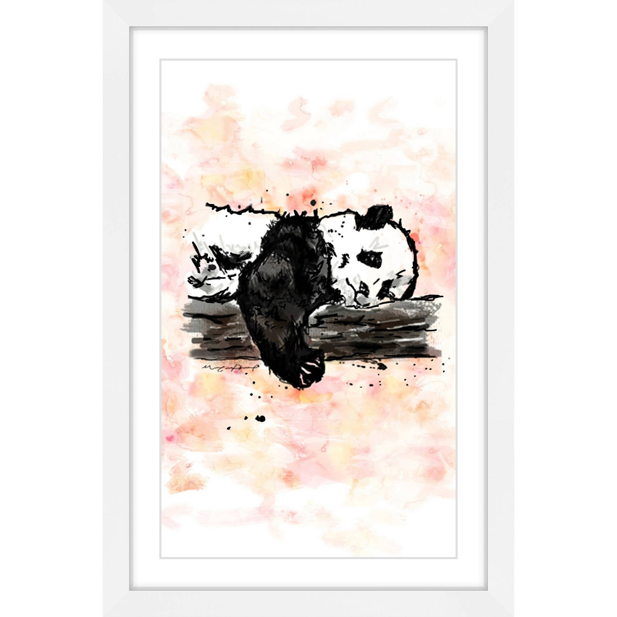Marmont Hill "Panda Petit" by Marie-Eve Pharand Framed Painting Print