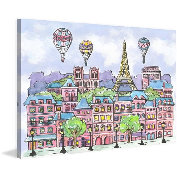 Marmont Hill "Paris Balloons" by Reesa Qualia Painting Print on Wrapped Canvas