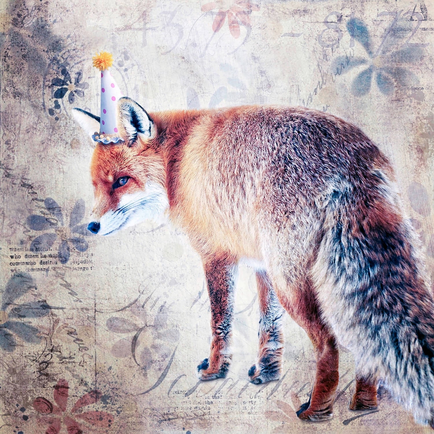 Marmont Hill 'Party Fox' by Morgan Jones Painting Print on Wrapped Canvas