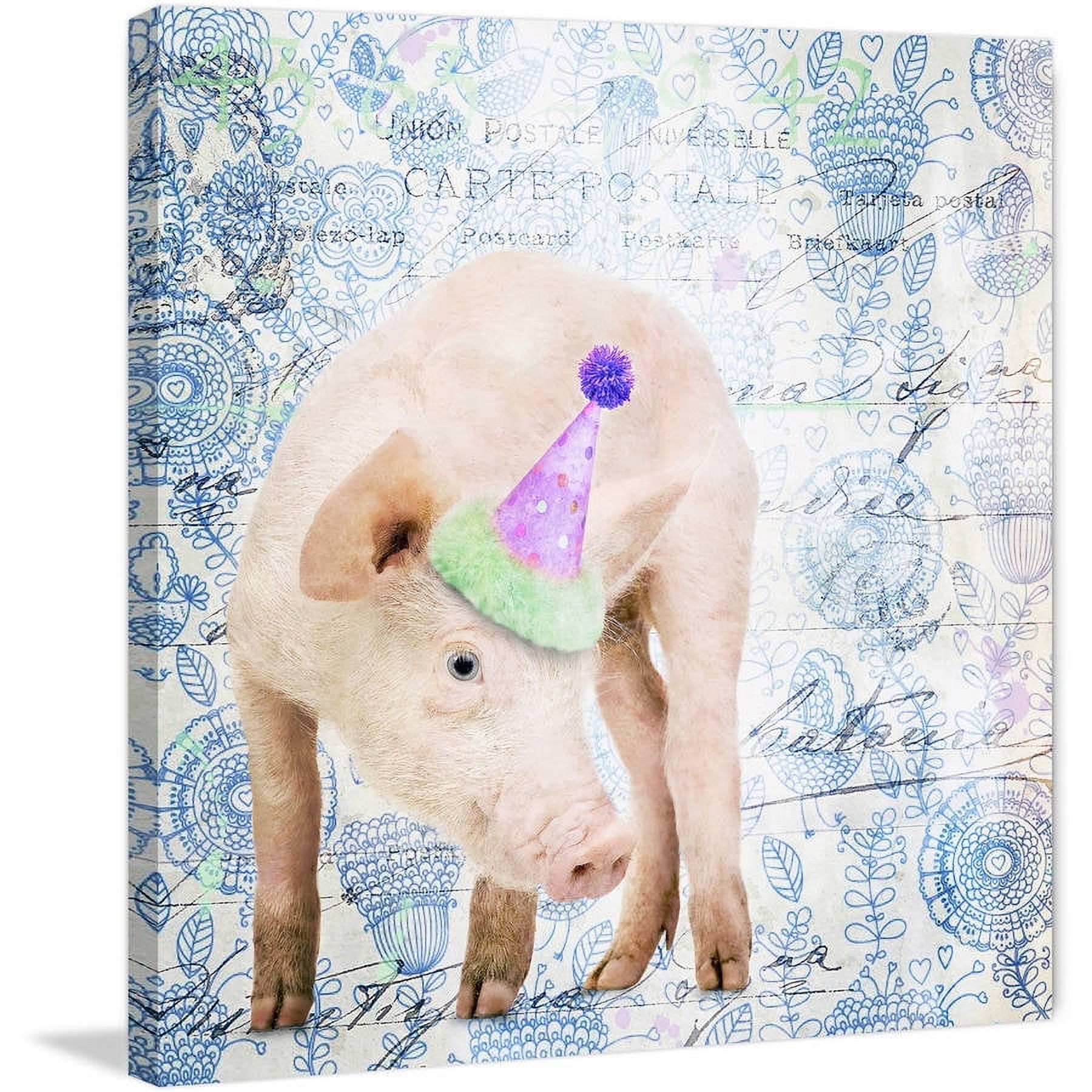 Marmont Hill "Party Pig" by Morgan Jones Painting Print on Wrapped Canvas