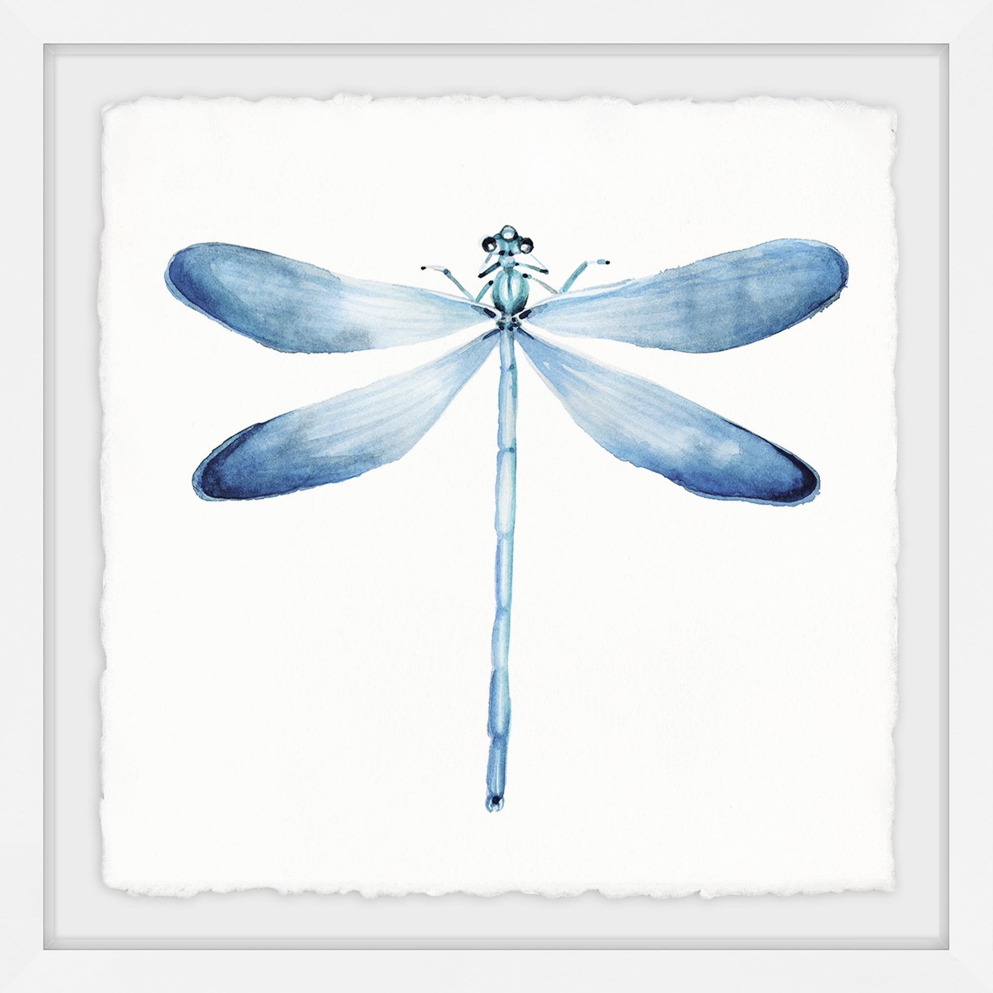 Marmont Hill Pastel Blue Dragonfly Framed Wall Art, 32" x 32"