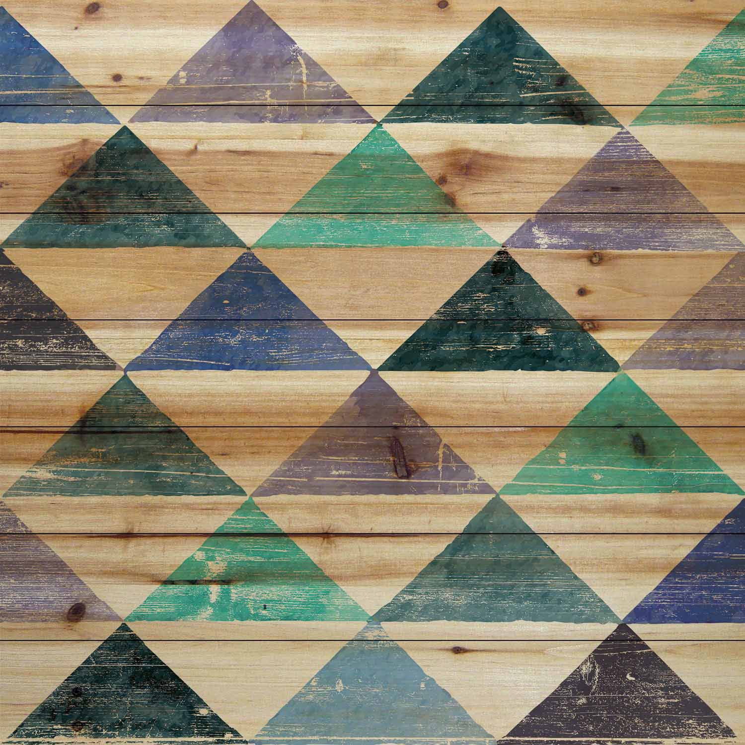 Marmont Hill - "Pastel Triangles" Painting Art Print On Natural Pine Wood, 24.0" x 1.5"