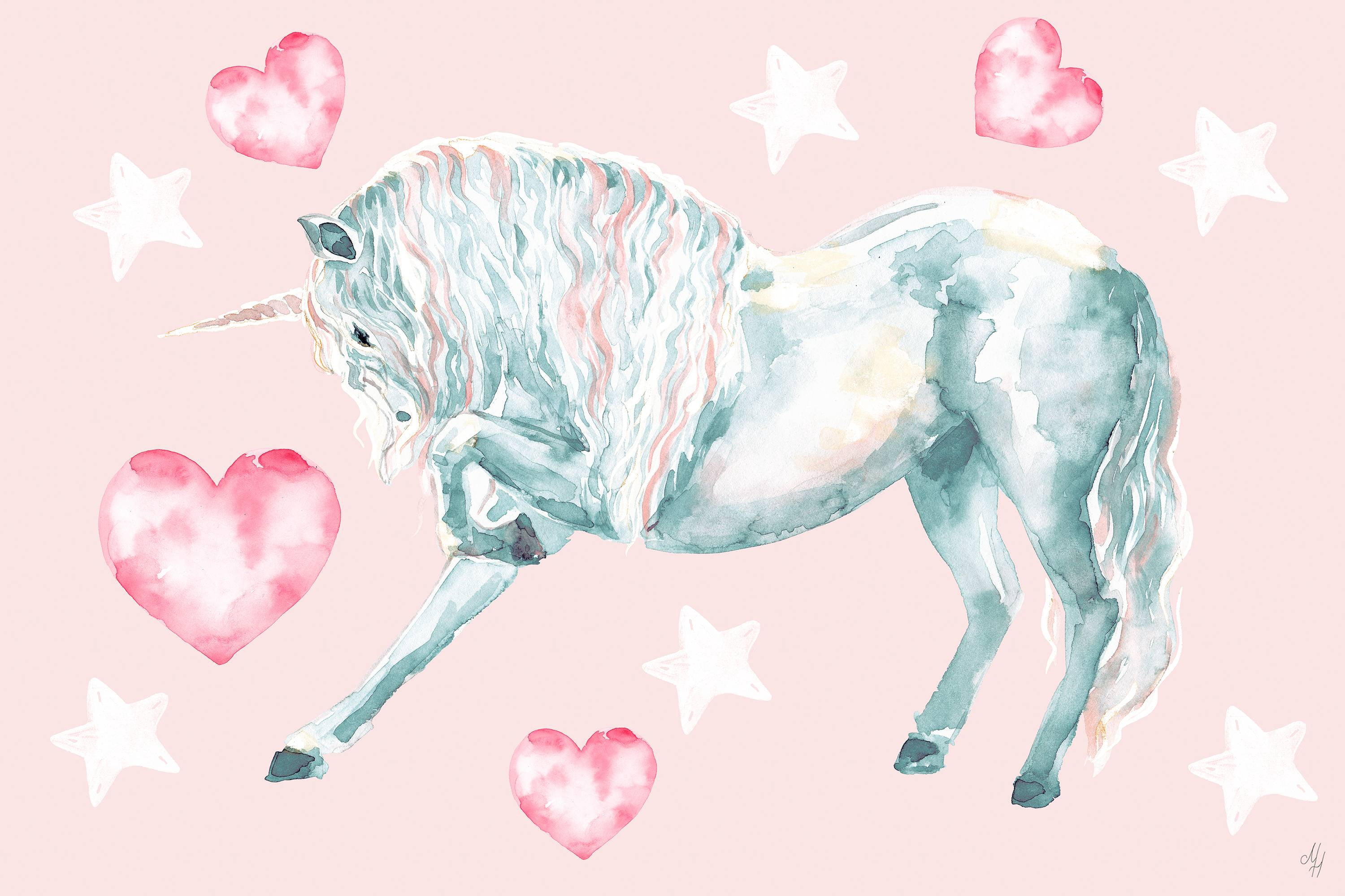 Marmont Hill Pastel-haired Unicorn Canvas Wall Art