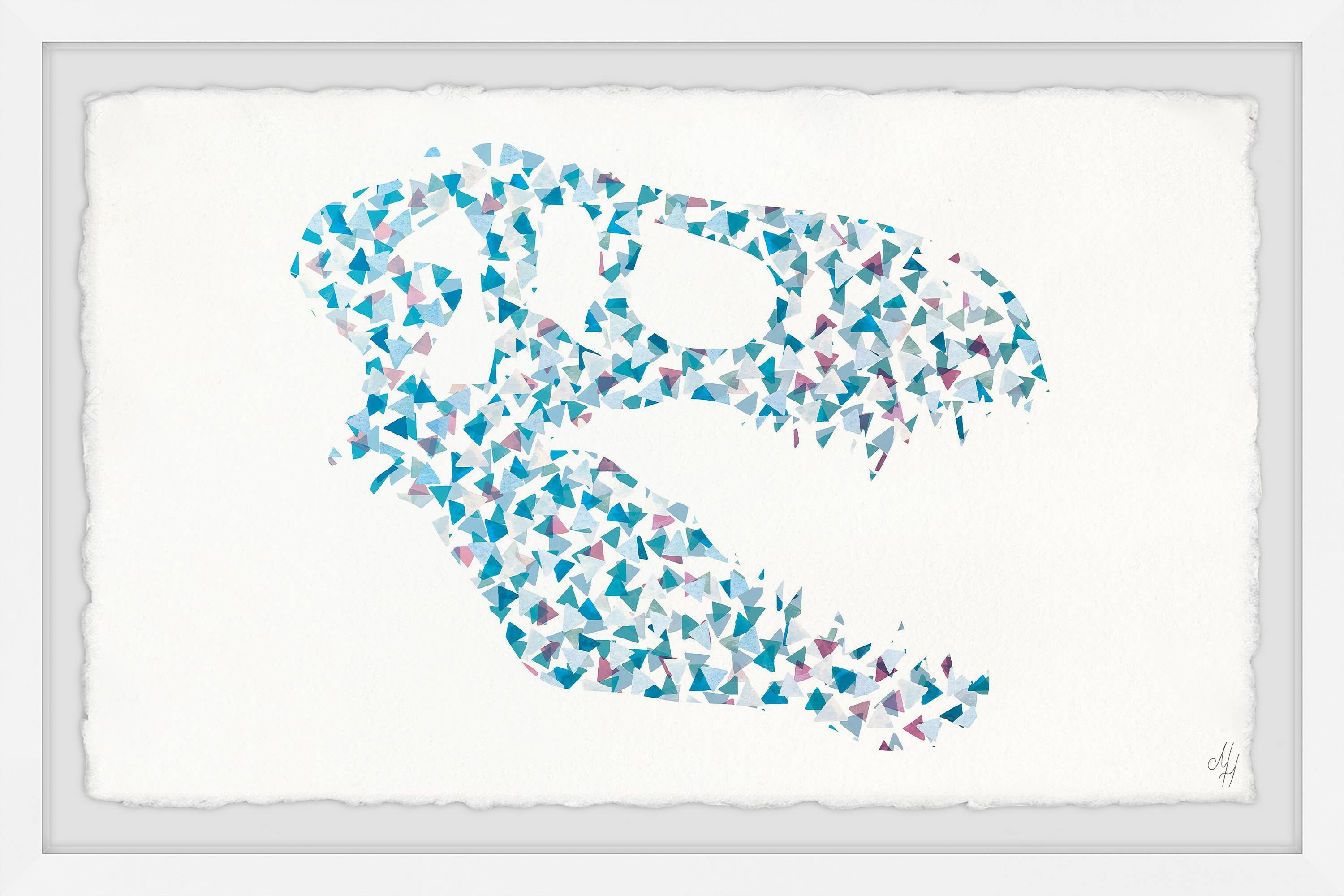 Marmont Hill Patterned Dino Skull Framed Wall Art, 12.00" x 1.50"