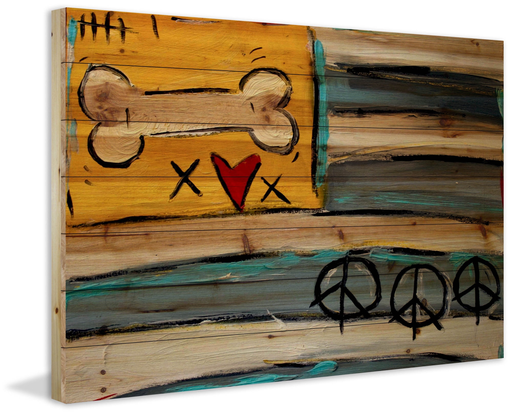 Marmont Hill "Peace Bone Flag" by Tori Campisi Painting Print on Natural Pine Wood