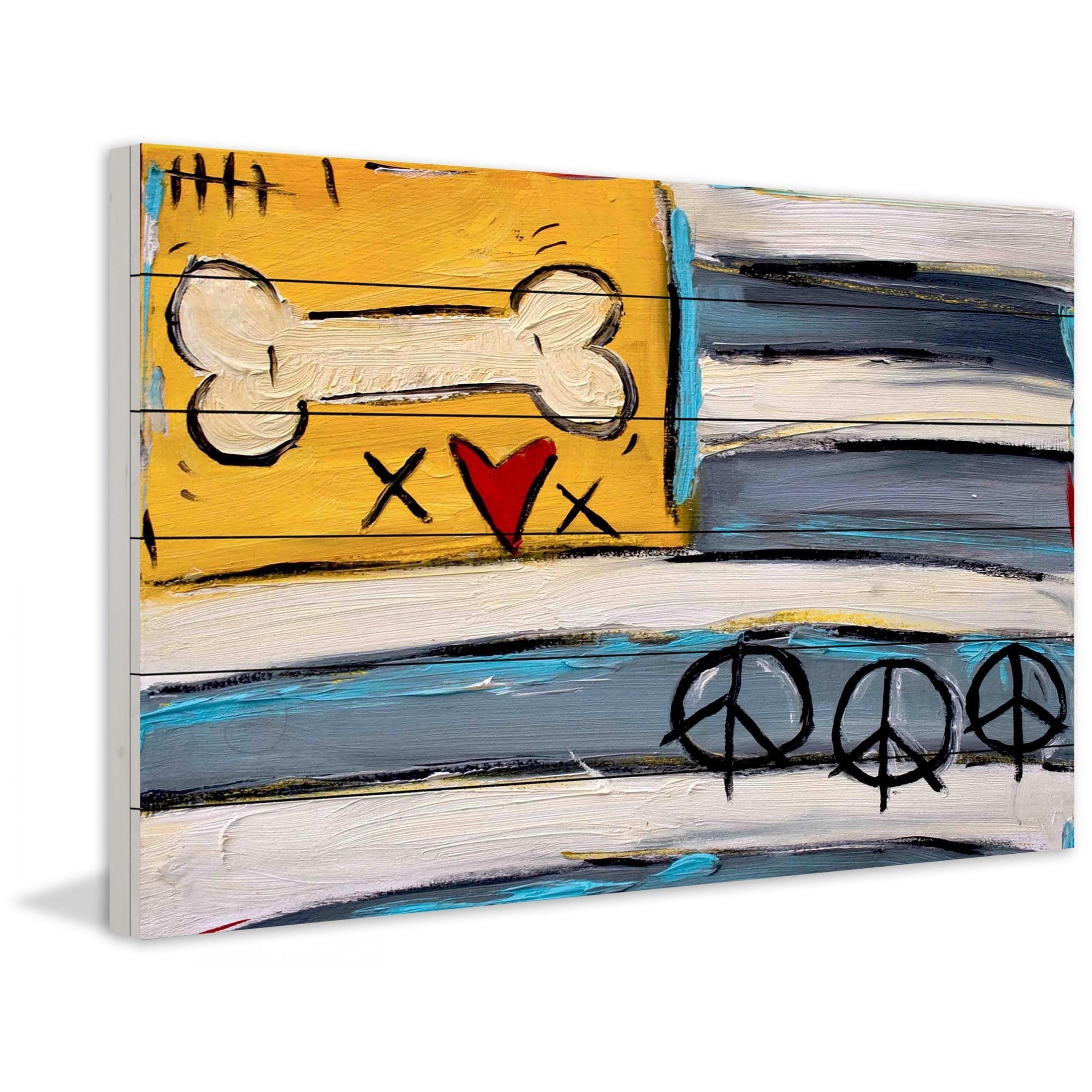 Marmont Hill "Peace Bone Flag" by Tori Campisi Painting Print on White Pine Wood