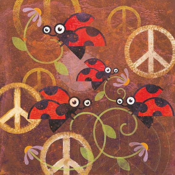 Marmont Hill "Peace Sign Ladybugs VI" Painting Print on Canvas