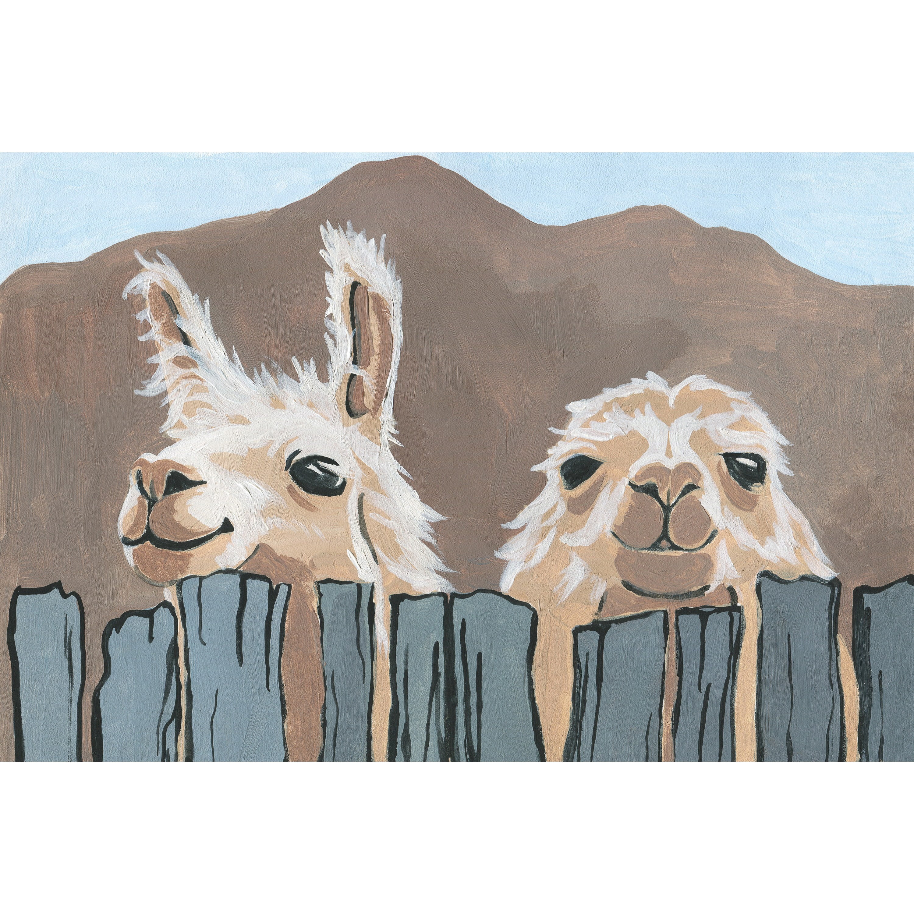 Marmont Hill Peekaboo Llamas 45 in x 30 in Painting Canvas Art Print, by Marmont Hill