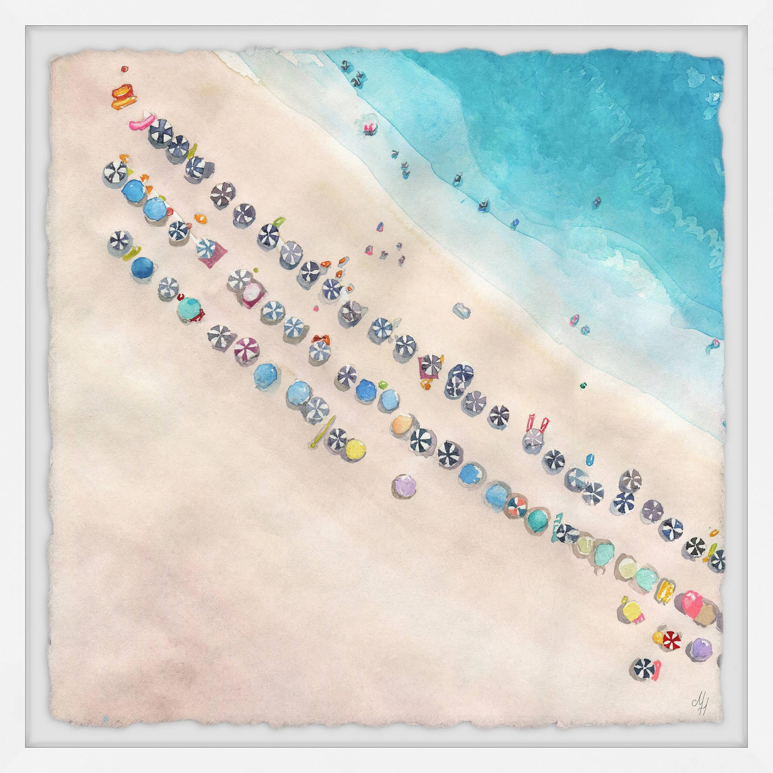 Bright Beach Day Aerial Canvas Print, 12" x 12"