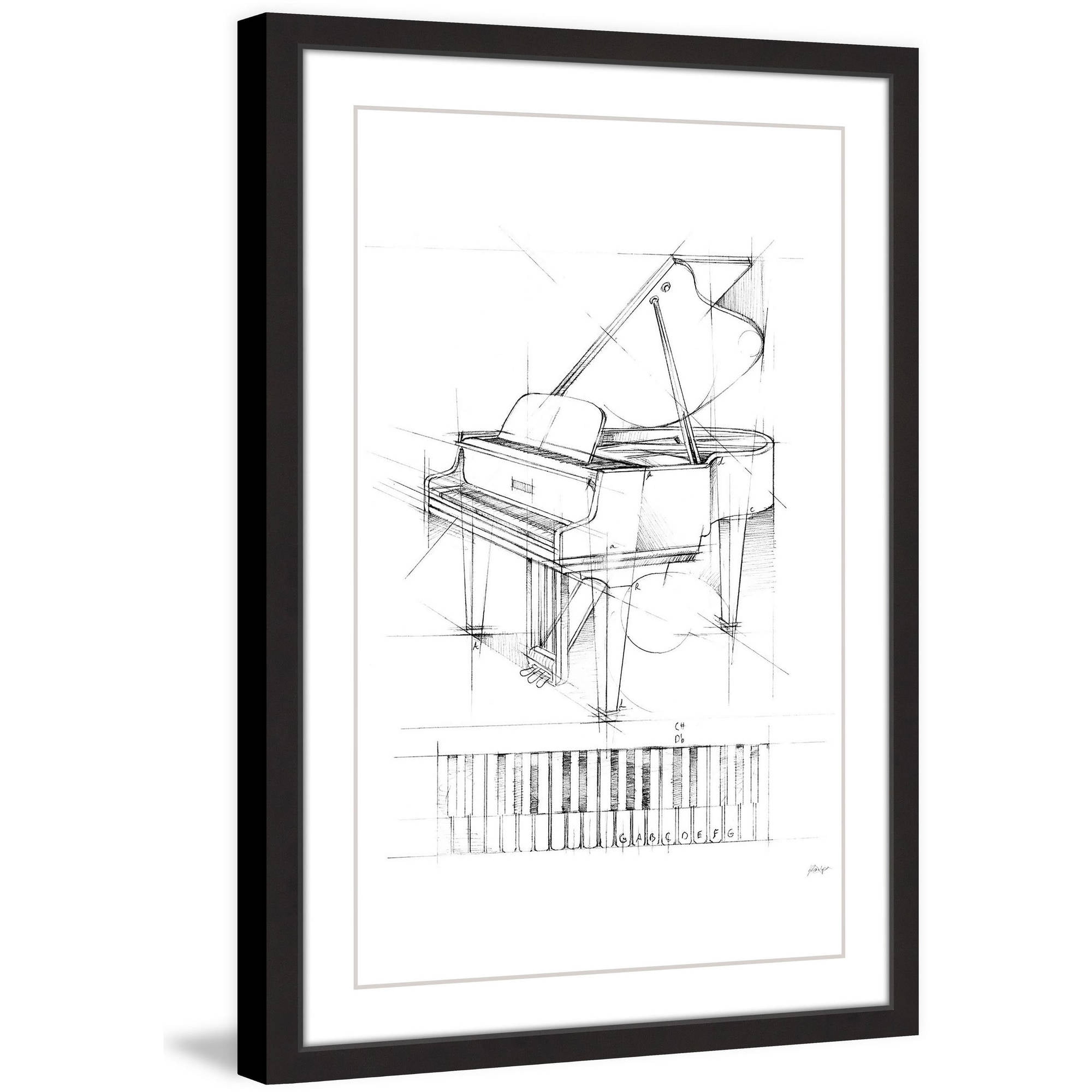 Marmont Hill "Piano Sketch I" Framed Painting Print