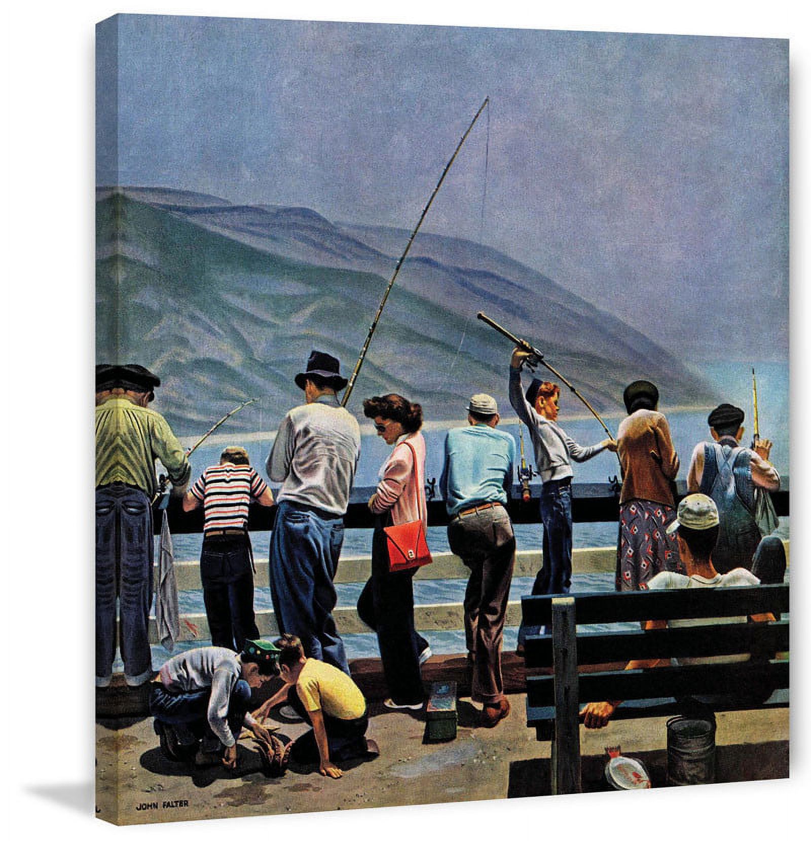 Marmont Hill Pier Fishing by John Falter Painting Print on Wrapped Canvas