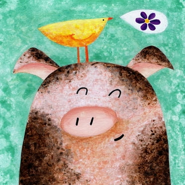 Marmont Hill - "Pigs Posy Peep" by Janet Nelson Painting Print on Wrapped Canvas