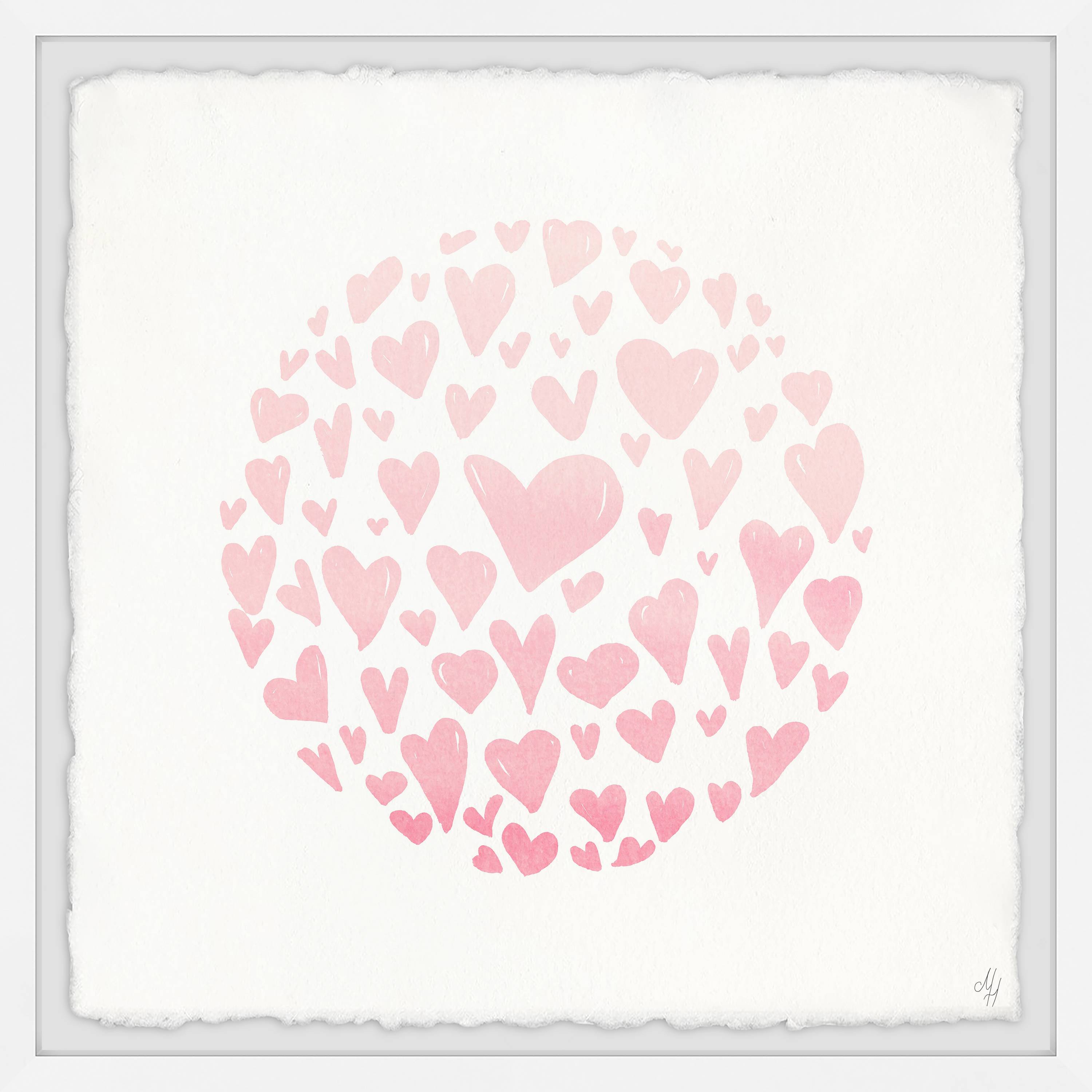 Marmont Hill Pink Circle Hearts Framed Wall Art