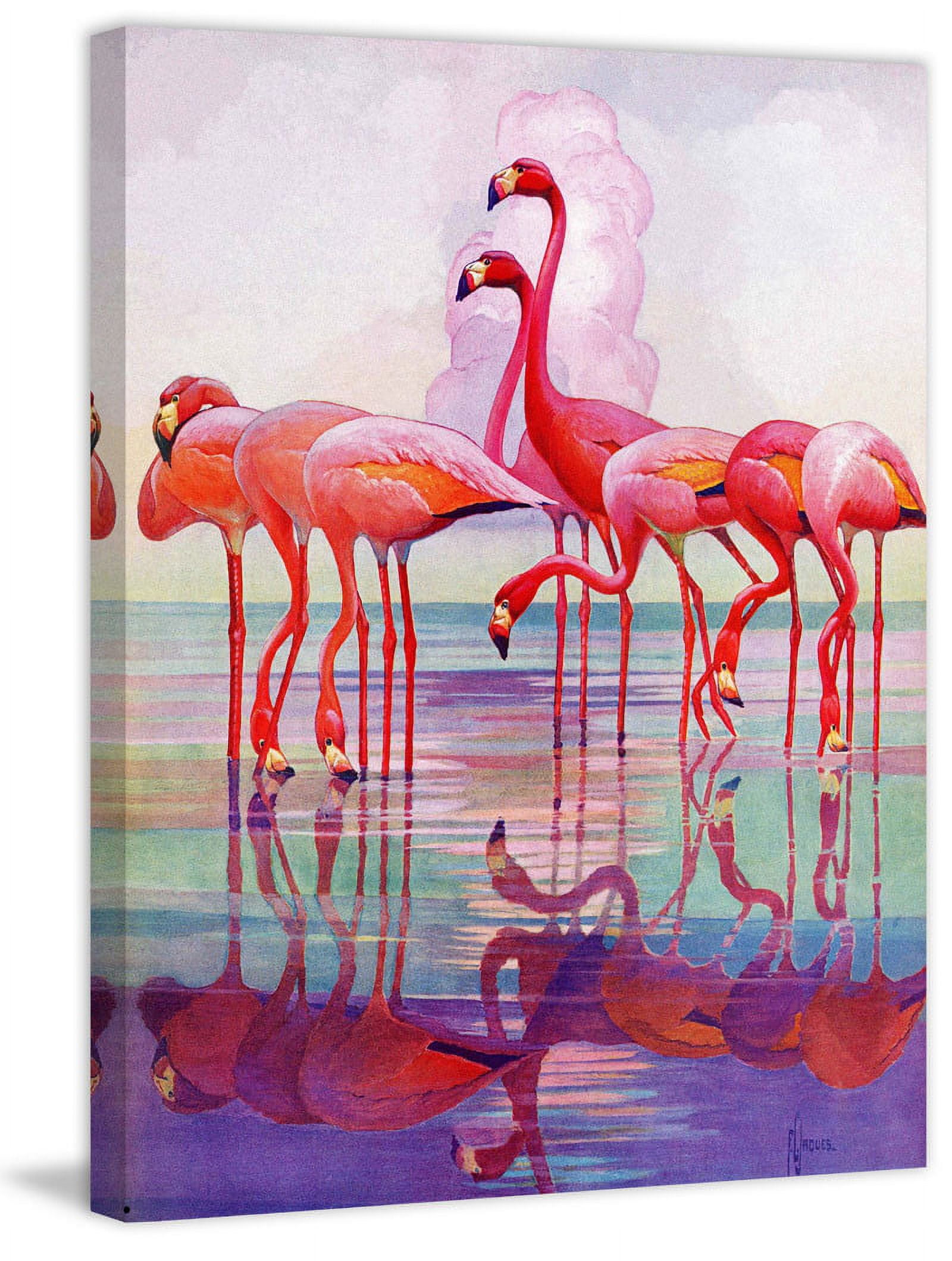 Marmont Hill Flamingos by Francis Lee Jaques Painting Print on Wrapped Canvas