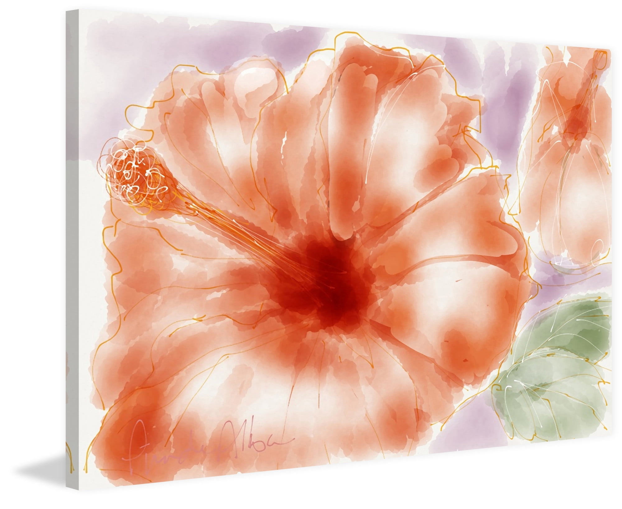 Marmont Hill "Pink Hibiscus" by Arthur Pina Painting Print on Wrapped Canvas
