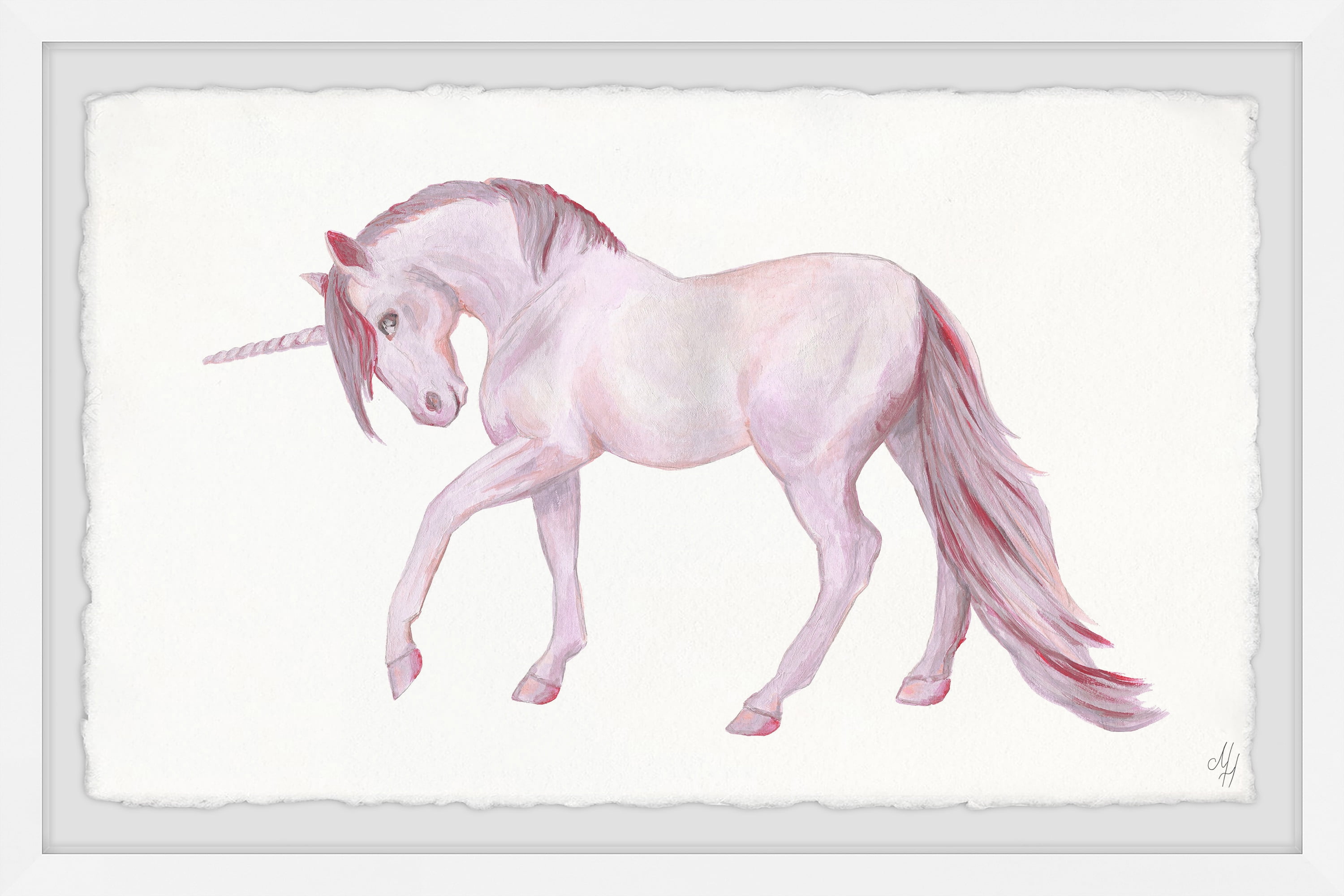 Marmont Hill Pink Majestic Unicorn Framed Wall Art, 36.00" x 1.50"