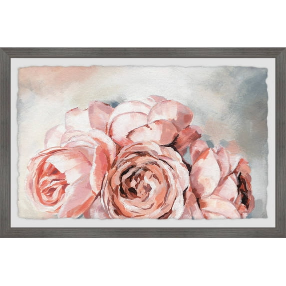 Marmont Hill Pink Rose Bouquet Framed Wall Art, 36.00" x 1.50"